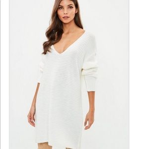 Cream Ribbed Sweater Dress Size 6